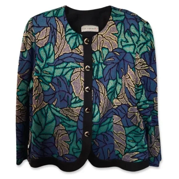 Vintage Pablo Collection Crew Neck Buttoned Sweater Women 14 Green - Picture 4 of 8